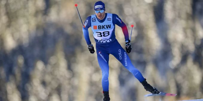 Dario Cologna in Action beim Weltcup in Davos. Tour de Ski