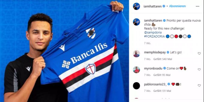 Im Sommer freute sich Mohamed Ihattaren noch auf die Herausforderung bei Sampdoria. Doch mittlerweile ist der Spieler verschwunden. Mohamed Ihattaren