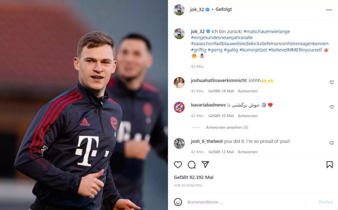 Joshua Kimmich steht wieder auf dem Trainingsplatz. Joshua Kimmich