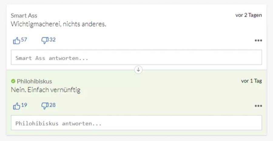 Diese beiden Leser sind geteilter Meinung.