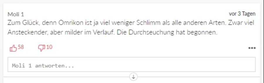 «Moli 1» macht sich wenig Sorgen bezüglich der Omikron-Variante.