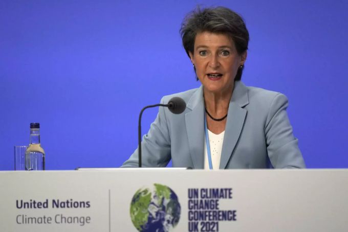 Umweltministerin Simonetta Sommaruga an der Klimakonferenz. Sommragu