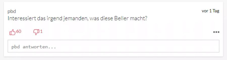 Nicht jeder Leser scheint sich für Irina Beller zu interessieren.