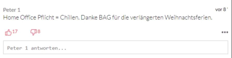 «Peter 1» sieht auch gute Seiten an der Homeoffice-Pflicht.