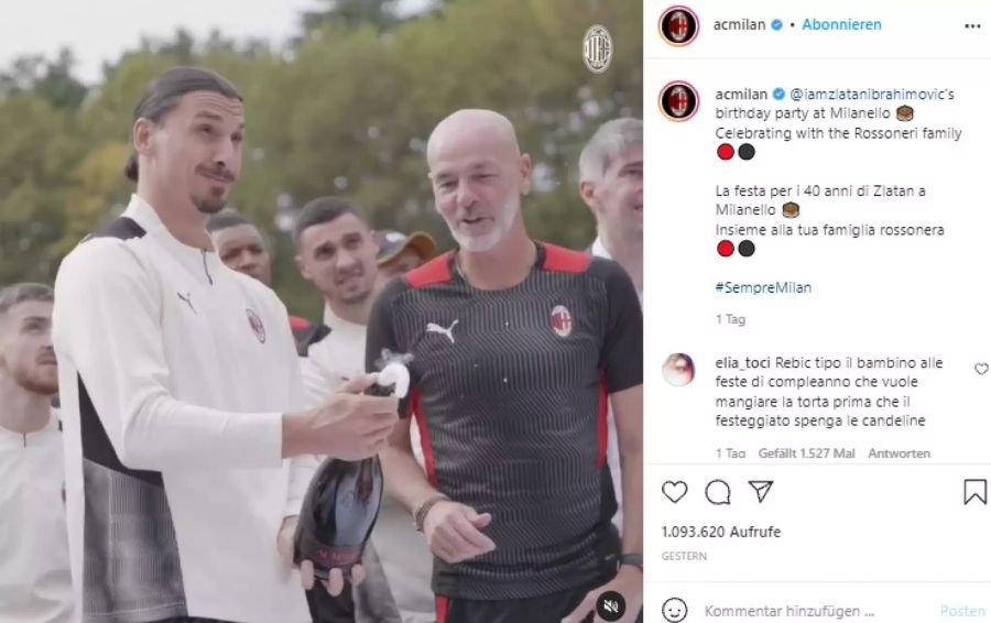 Zlatan Ibrahimovic feiert seinen Geburi mit seinen Teamkollegen.