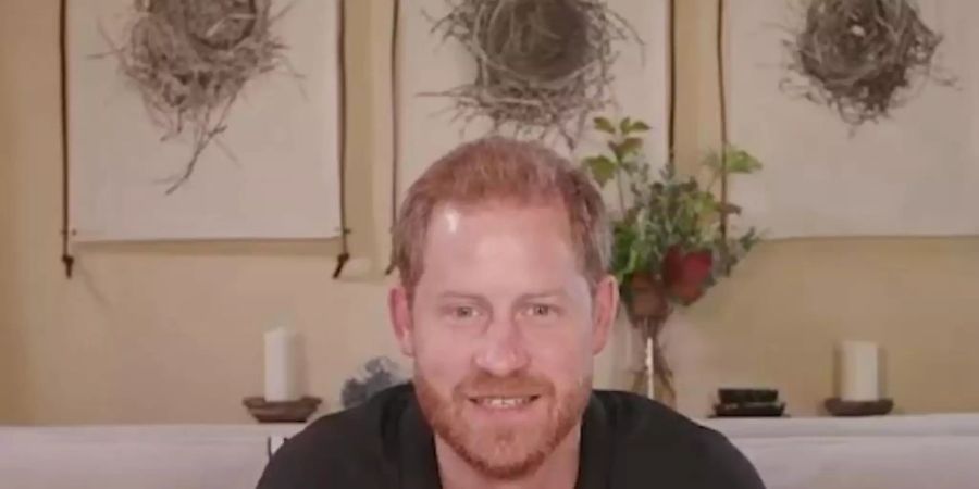 Der britische Prinz Harry in einem Videoanruf mit dem «Black Lives Matter»-Aktivisten Hutchinson. Foto: -/British GQ/PA Media/dpa