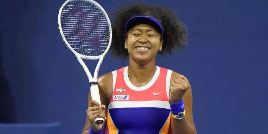 Erster Matchball sitzt: Naomi Osaka jubelt nach ihrem Finaleinzug. Foto: Frank Franklin II/AP/dpa