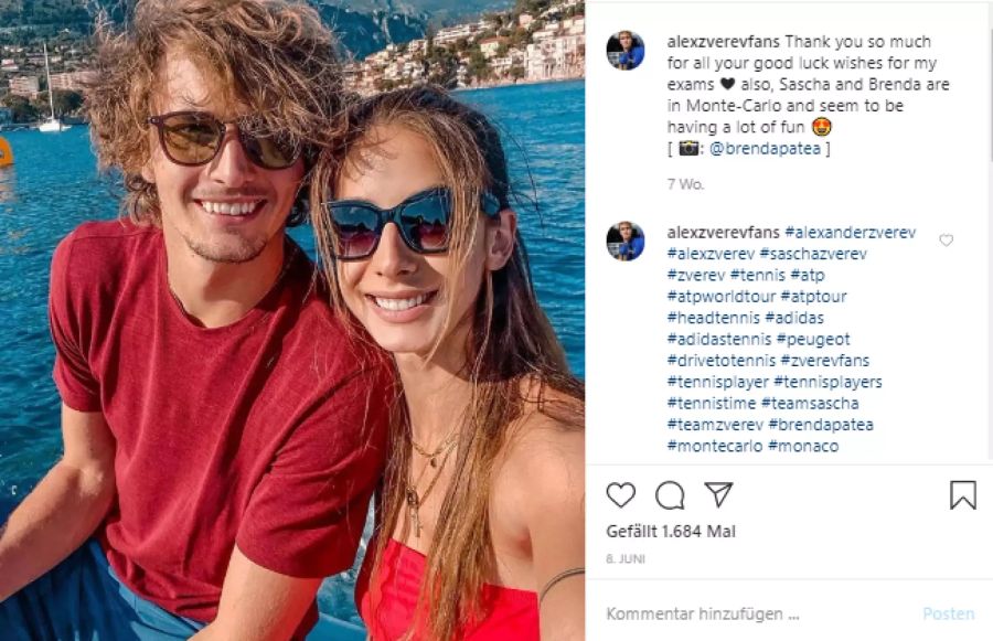 Tennis-Star Alexander Zverev mit Model Brenda Patea.