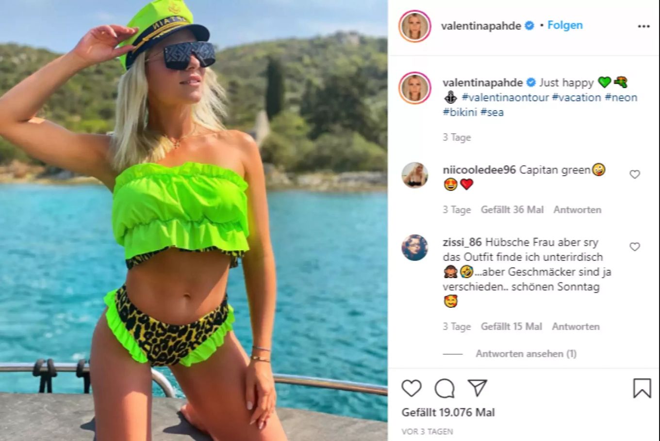 Valentina Pahde Fans Sind Schockiert Wegen Bikini Fotos