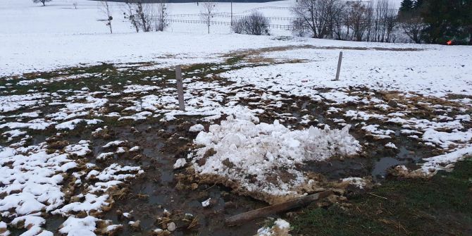 Verschmutzung eines Baches in Lentigny