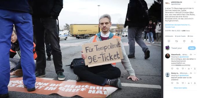 Christian Bläul ist einer der bekanntesten deutschen Klimakleber.