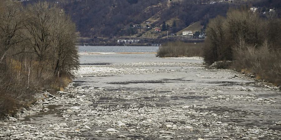Das Tessin leidet trotz kürzlichen Regenfällen unter der Trockenheit. Im Bild das ausgetrocknete Flussbett der Maggia bei Locarno-Ascona, aufgenommen Ende Februar.