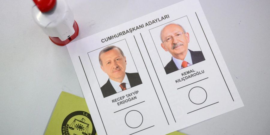 Recep Tayyip Erdogan (l.) vs. Kemal Kilicdaroglu: Ein Wahlzettel für die türkische Stichwahl um die Präsidentschaft.