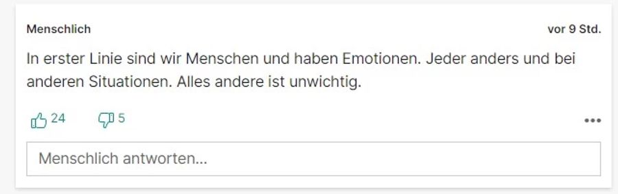 Tränen sind menschlich, erklärt dieser User.