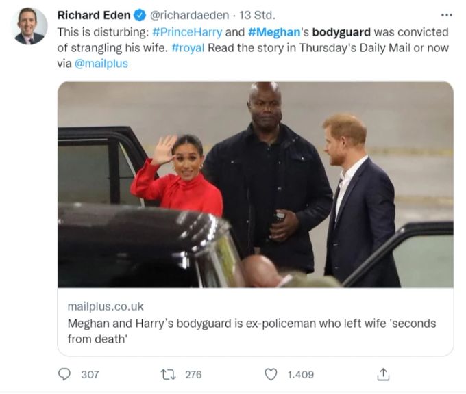 Der Bodyguard von Harry und Meghan ist nicht ungefährlich. meghan markle