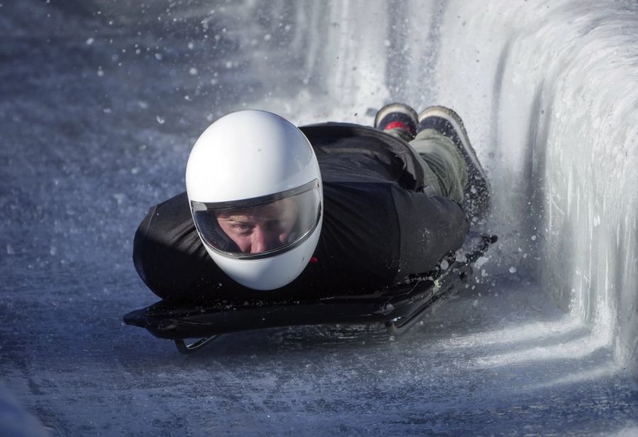 Prinz Harry vergnügte sich auf der Bobpiste.