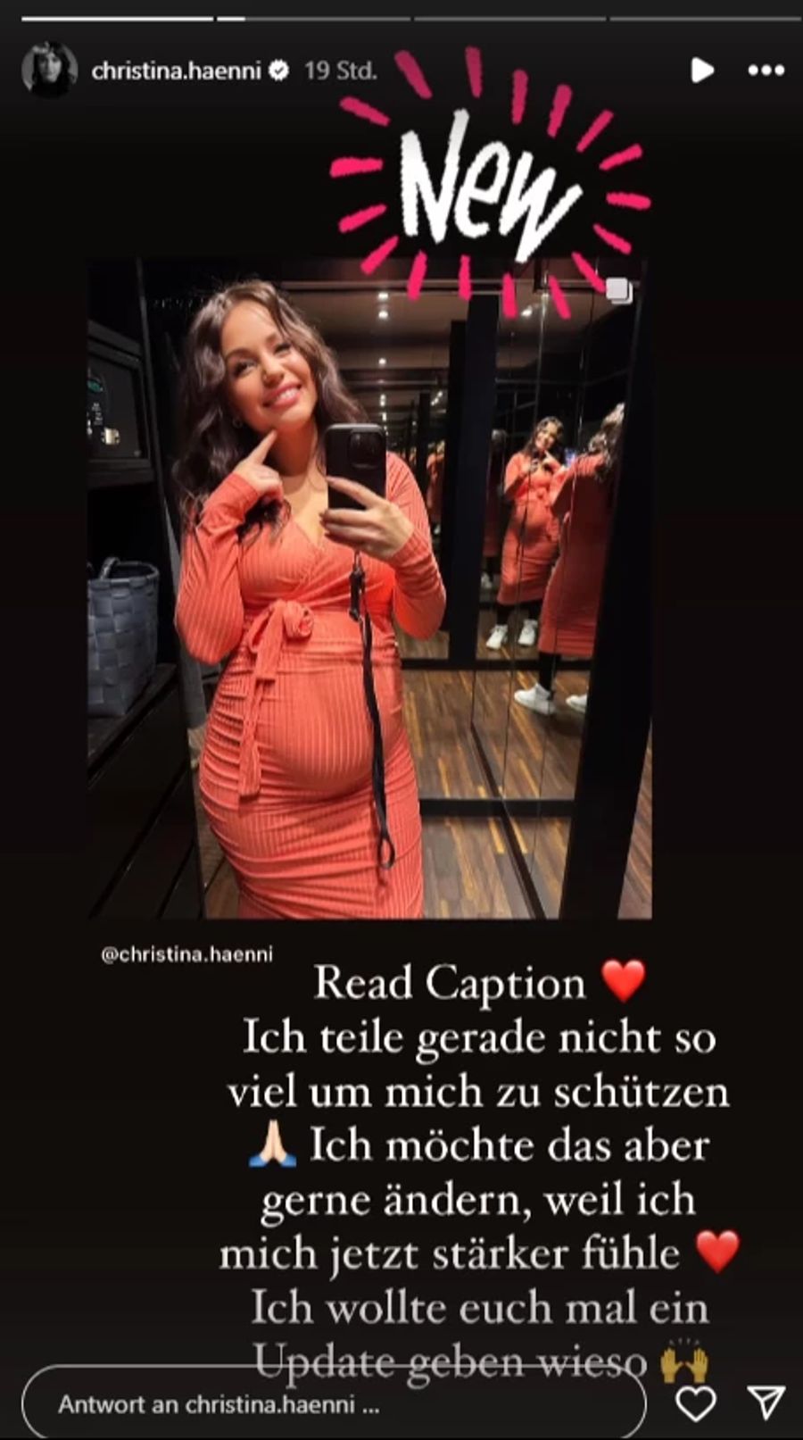 Christina Hänni meldet sich auf Instagram mit einem Update zu ihrer Schwangerschaft.