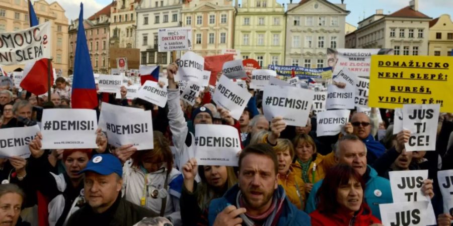 Demonstranten in Prag