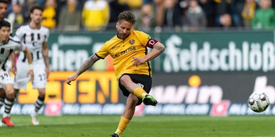 Patrick Ebert traf für Dresden zum 1:0 vom Elfmeterpunkt aus. Foto: Robert Michael