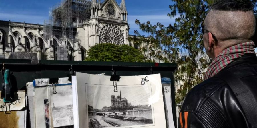 Ein «Bouquiniste» an der Seine gegenüber von Notre-Dame