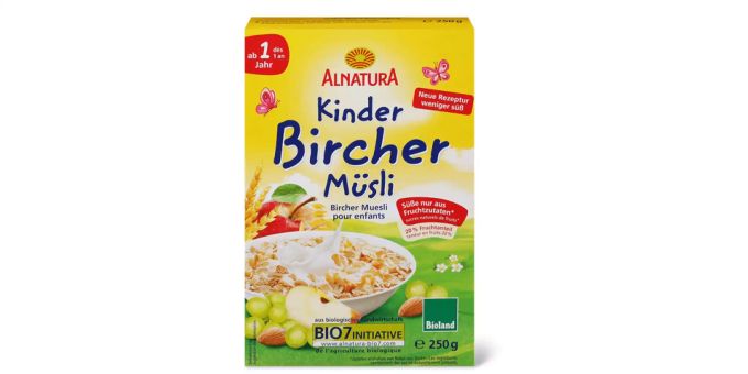 Wegen Apfelstiel - Migros ruft Alnatura Kinder Bircher Müsli zurück