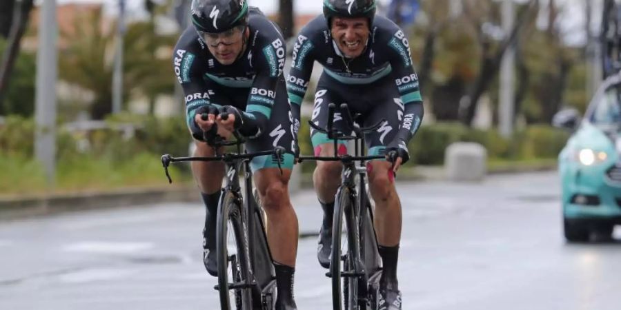 Fahrer des Teams Bora-Hansgrohe, das durch den Unfall mit einem Passanten den möglichen Sieg verpasste. Foto (Archiv): Yuzuru Sunada/BELGA Foto: Yuzuru Sunada