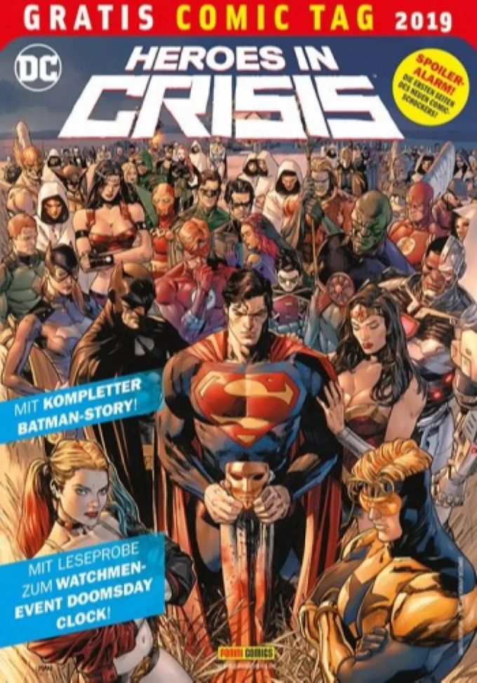 Unter anderem mehrere Superhelden-Comics sind zu haben. Gratis Comic Tag