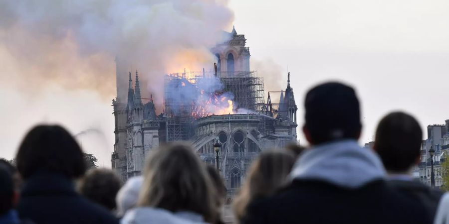 Pariser Kathedrale Notre-Dame steht in Flammen