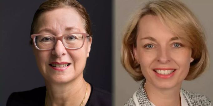 Jeannine Pilloud (l) muss bei der Wahl zur Migros Präsidentin eine Niederlage gegen Ursula Nold (r) einstecken. Ursula Nold Migros Präsidentin