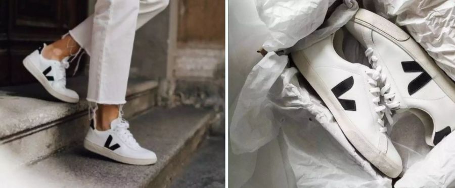 Einem grösseren Publikum bekannt sind die Sneakers von Veja. Das Label aus Frankreich produziert die Schuhe aus Naturkautschuk, Bio-Baumwolle, veganem Leder und recycelten Plastikflaschen.