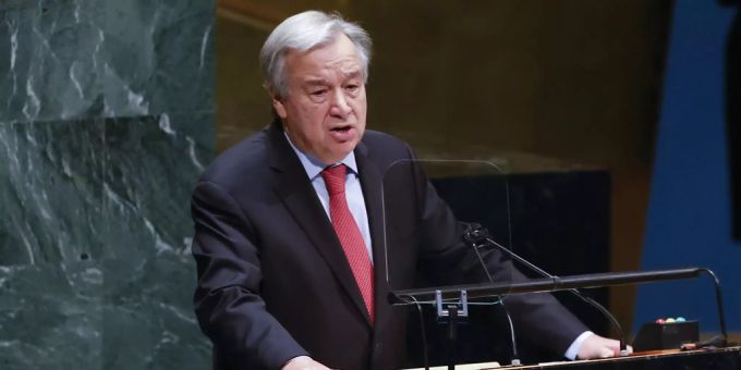 António Guterres spricht vor der Generalversammlung der Vereinten Nationen. Vereinte Nationen António Guterres