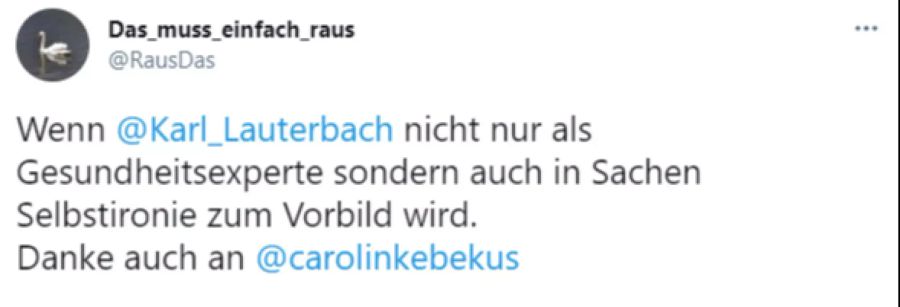 Auf Twitter erhählt Karl Lauterbach gutes Feedback.