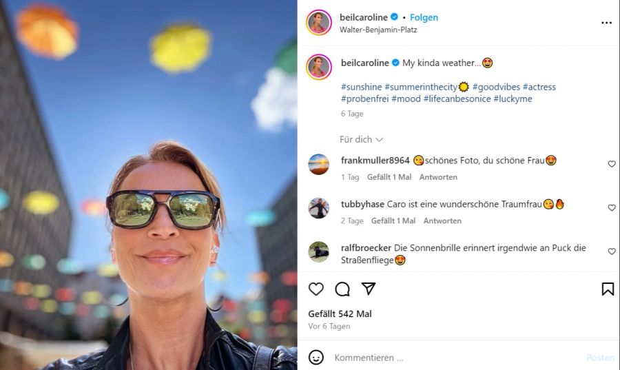 Caroline Beil Sonnenbrille Instagram