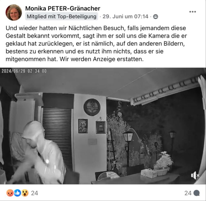 Warnung vor Dieben