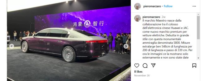 Der Maextro S800 könnte besonders auf dem asiatischen Markt eine ernstzunehmende Konkurrenz für etablierte Hersteller werden. Instagram @pieromazaro, Maextro S800