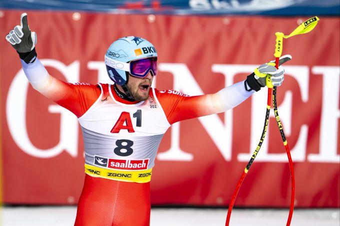 Alexis Monney darf an der Ski-WM 2025 über Bronze in der Abfahrt jubeln. Alexis Monney