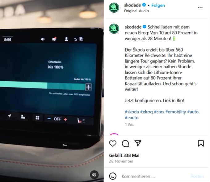 Der Skoda Elroq lässt sich schnell aufladen. skoda elroq laden