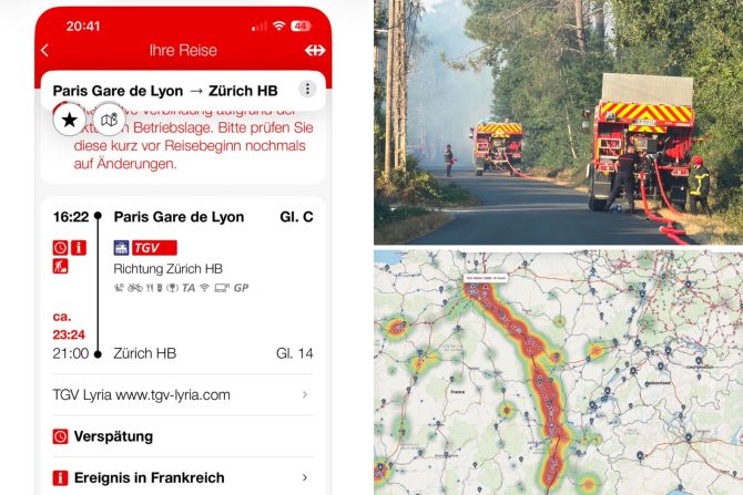 Frankreich Zugausfälle Waldbrände