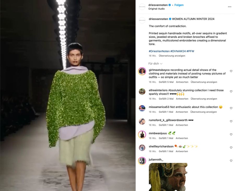 Model im glitzernden Pullover