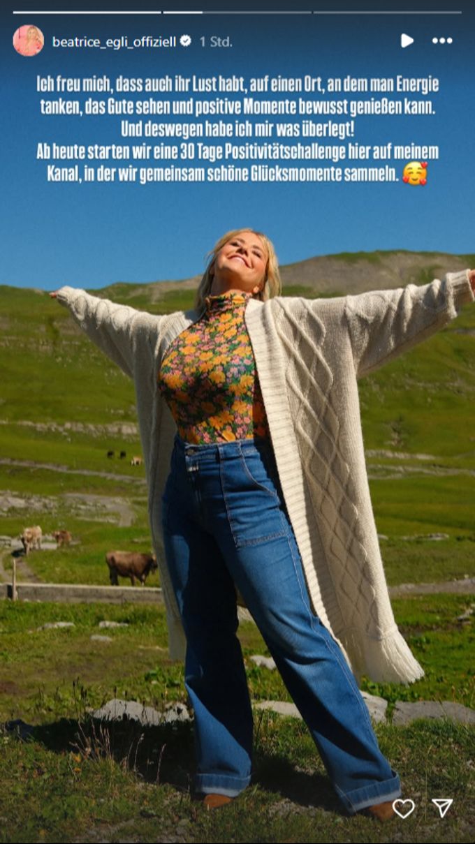 Beatrice Egli möchte die positiven Vibes ihren Fans weitergeben, jetzt hat sie eine Aufgabe parat. Beatrice Egli