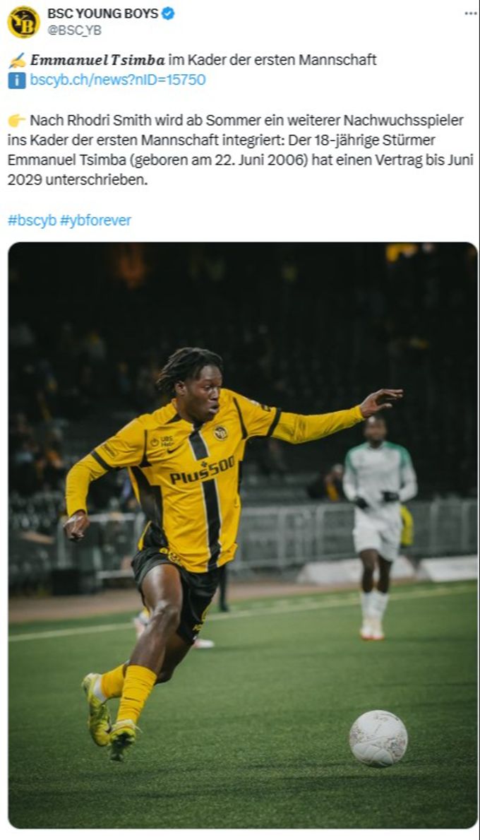 Emmanuel Tsimba wird bei YB zum Profi befördert. YB