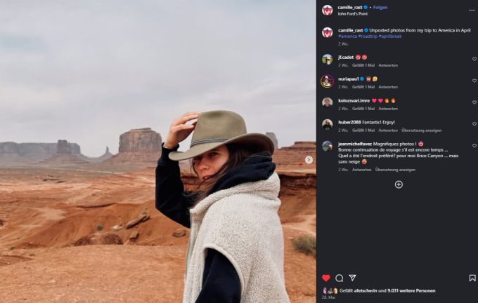 Cowboyhut inklusive: Camille Rast besuchte im April die USA. Camille Rast