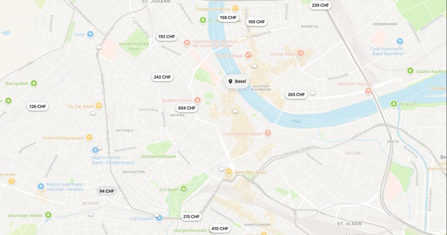 Auf Airbnb sind in der ESC-Woche in Basel nur wenig Unterkünfte für unter 200 Franken pro Nacht verfügbar.