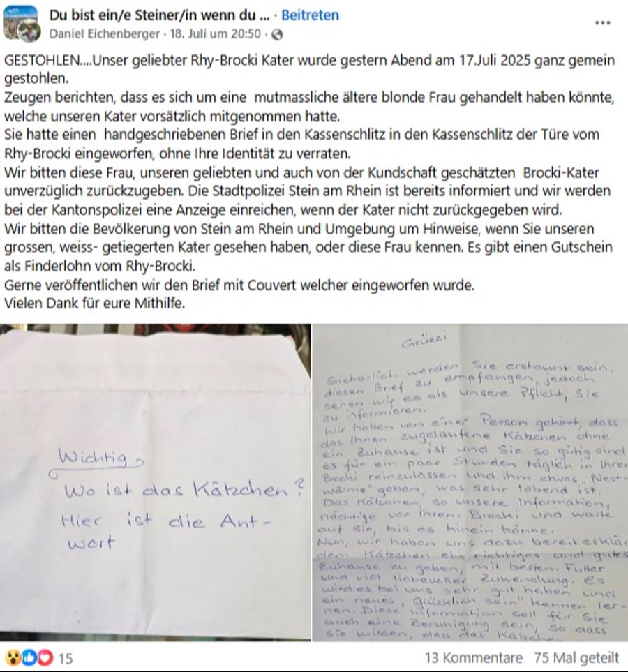Bekennerschreiben Kater Rhy-Brocki