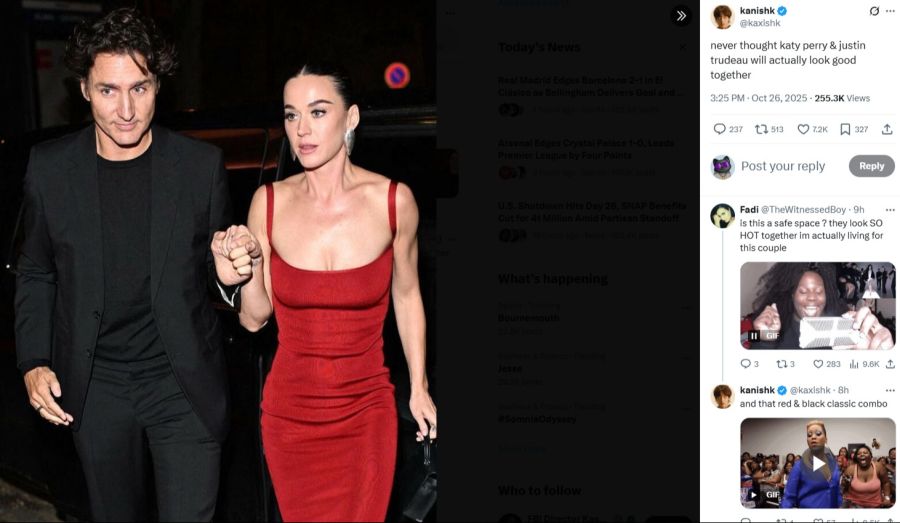 Hand in Hand durch die Pariser Nacht: Katy Perry und Justin Trudeau verlassen für ihre erste öffentliche Aufnahme gemeinsam das Kabarett «Crazy Horse Paris».