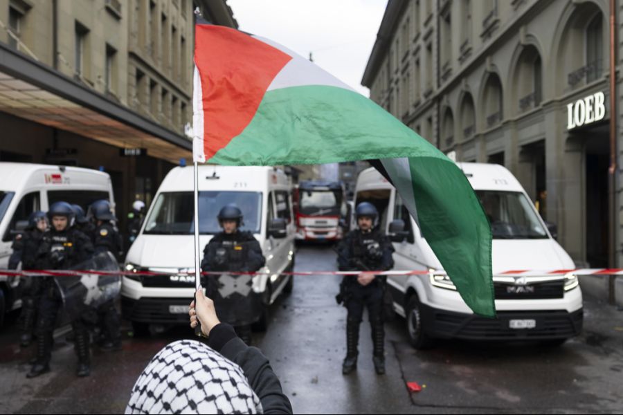 unbewilligte Kundgebung Palästina Polizisten