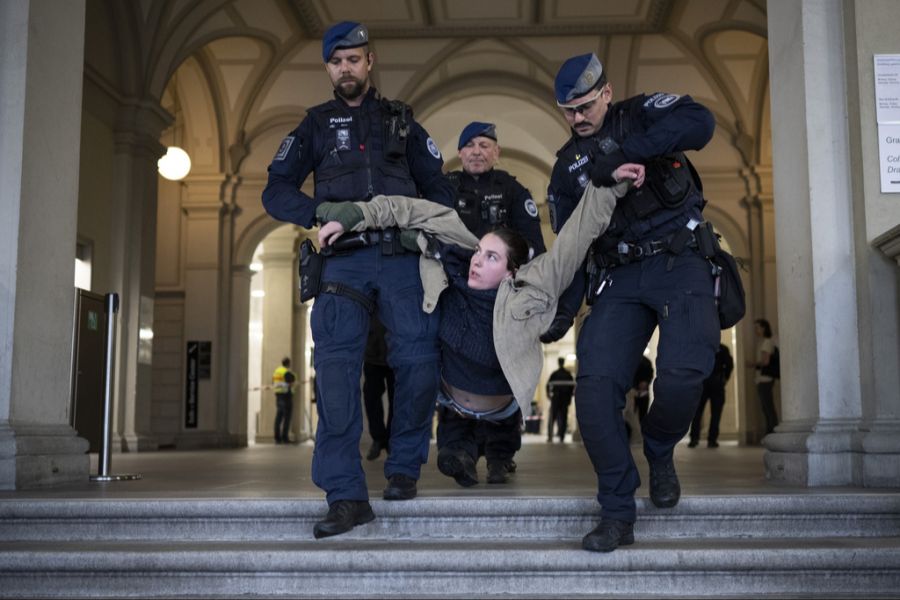 Polizisten mussten einige der Demonstranten letztlich hinaustragen. (Archivbild)