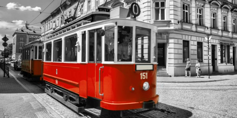 Eisenbahn Tram Krakau Innenstadt