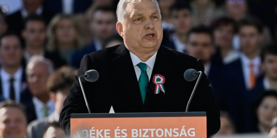 ARCHIV - Ungarns Ministerpräsident Viktor Orban spricht zu seinen Anhängern während einer Demonstration. Foto: Denes Erdos/AP/dpa