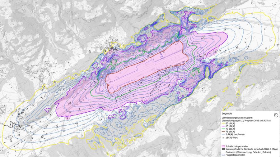 Lärmbelastungskurven F-35 Meiringen